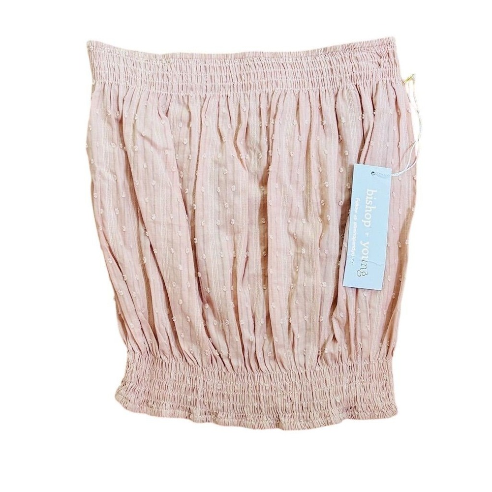 Bishop + Young Women Tube Top coconut girl Strapless Pink Smocked Summer luxe S